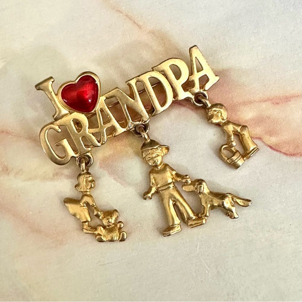Danecraft Gold tone I love Grandpa brooch
